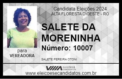 Candidato SALETE DA MORENINHA 2024 - ALTA FLORESTA D\OESTE - Eleições