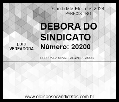 Candidato DEBORA DO SINDICATO 2024 - PARECIS - Eleições