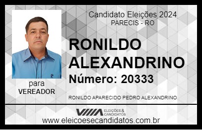 Candidato RONILDO ALEXANDRINO 2024 - PARECIS - Eleições