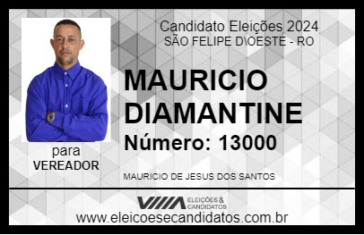 Candidato MAURICIO DIAMANTINE 2024 - SÃO FELIPE D\OESTE - Eleições