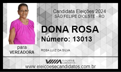 Candidato DONA ROSA 2024 - SÃO FELIPE D\OESTE - Eleições