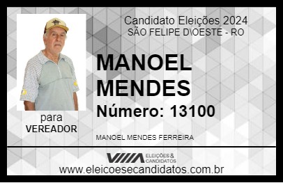 Candidato MANOEL MENDES 2024 - SÃO FELIPE D\OESTE - Eleições