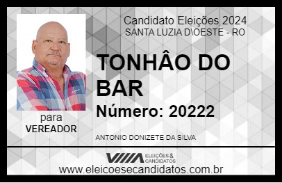 Candidato TONHÂO DO BAR 2024 - SANTA LUZIA D\OESTE - Eleições