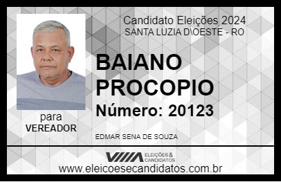 Candidato BAIANO PROCOPIO 2024 - SANTA LUZIA D\OESTE - Eleições