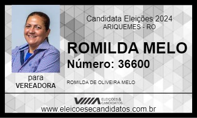 Candidato ROMILDA MELO  2024 - ARIQUEMES - Eleições