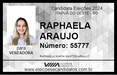 Candidato RAPHAELA ARAUJO 2024 - ITAPUÃ DO OESTE - Eleições