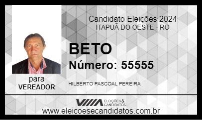 Candidato BETO 2024 - ITAPUÃ DO OESTE - Eleições