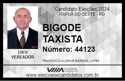 Candidato BIGODE TAXISTA 2024 - ITAPUÃ DO OESTE - Eleições