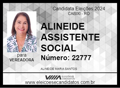 Candidato ALINEIDE ASSISTENTE SOCIAL 2024 - CABIXI - Eleições