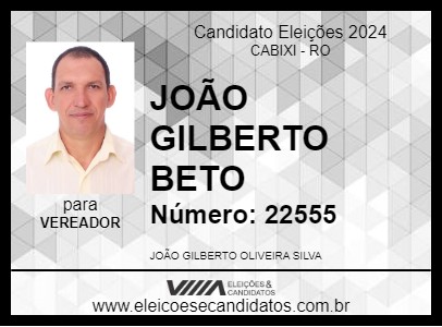 Candidato JOÃO GILBERTO BETO 2024 - CABIXI - Eleições