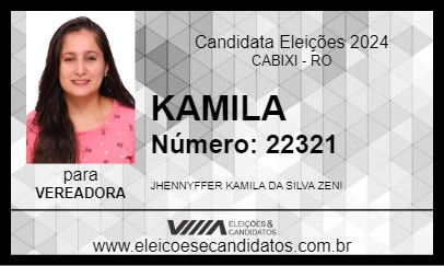 Candidato KAMILA 2024 - CABIXI - Eleições