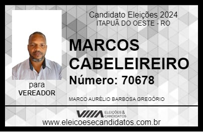 Candidato MARCOS CABELEIREIRO 2024 - ITAPUÃ DO OESTE - Eleições