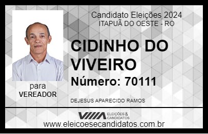 Candidato CIDINHO DO VIVEIRO 2024 - ITAPUÃ DO OESTE - Eleições