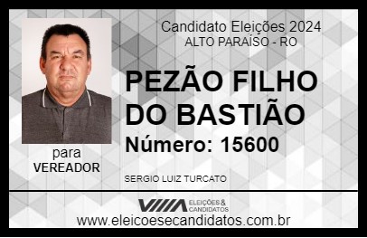 Candidato PEZÃO FILHO DO BASTIÃO 2024 - ALTO PARAÍSO - Eleições