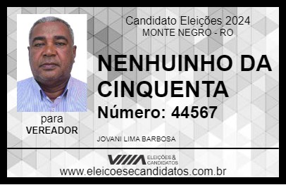 Candidato NEGUINHO DA CINQUENTA 2024 - MONTE NEGRO - Eleições