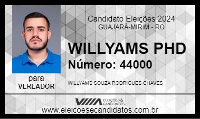 Candidato WILLYAMS PHD 2024 - GUAJARÁ-MIRIM - Eleições