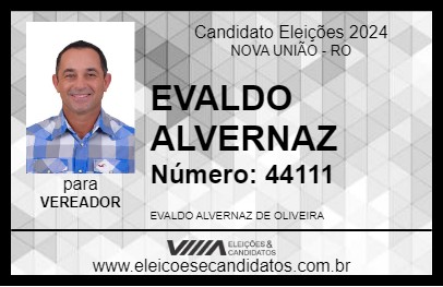 Candidato EVALDO ALVERNAZ 2024 - NOVA UNIÃO - Eleições