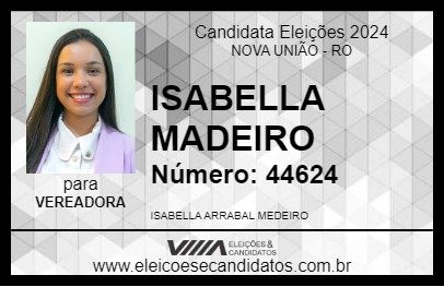 Candidato ISABELLA MADEIRO 2024 - NOVA UNIÃO - Eleições