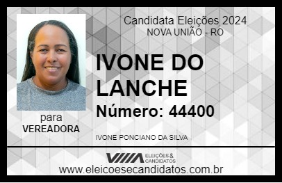 Candidato IVONE DO LANCHE 2024 - NOVA UNIÃO - Eleições