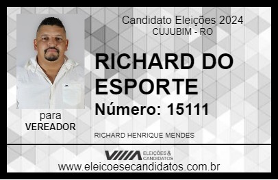 Candidato RICHARD DO ESPORTE 2024 - CUJUBIM - Eleições