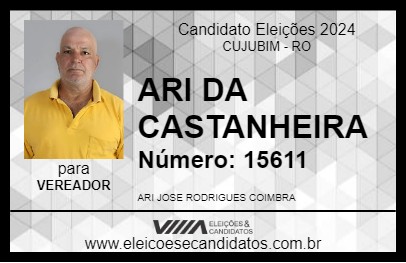 Candidato ARI DA CASTANHEIRA 2024 - CUJUBIM - Eleições