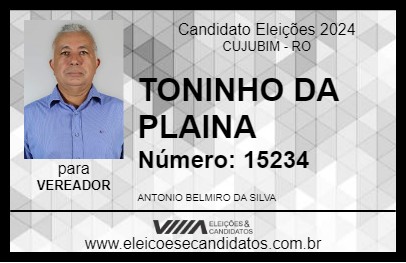 Candidato TONINHO DA PLAINA 2024 - CUJUBIM - Eleições