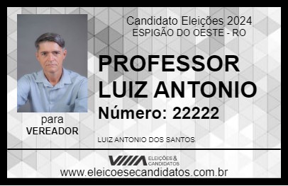 Candidato PROFESSOR LUIZ ANTONIO 2024 - ESPIGÃO DO OESTE - Eleições