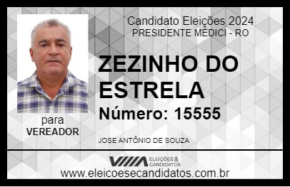 Candidato ZEZINHO DO ESTRELA 2024 - PRESIDENTE MÉDICI - Eleições