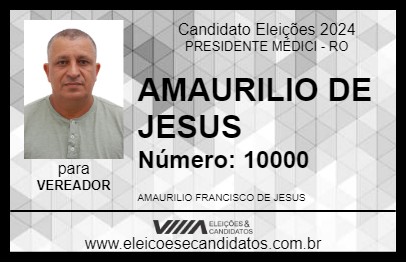 Candidato AMAURILIO DE JESUS 2024 - PRESIDENTE MÉDICI - Eleições