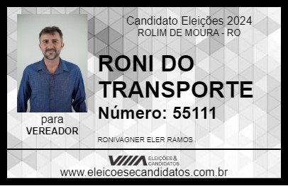 Candidato RONI DO TRANSPORTE 2024 - ROLIM DE MOURA - Eleições