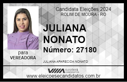 Candidato JULIANA NONATO 2024 - ROLIM DE MOURA - Eleições