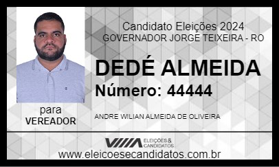 Candidato DEDÉ ALMEIDA 2024 - GOVERNADOR JORGE TEIXEIRA - Eleições