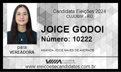 Candidato JOICE GODOI 2024 - CUJUBIM - Eleições