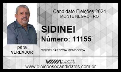 Candidato SIDINEI 2024 - MONTE NEGRO - Eleições