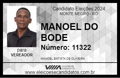 Candidato MANOEL DO BODE 2024 - MONTE NEGRO - Eleições