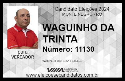 Candidato WAGUINHO DA TRINTA 2024 - MONTE NEGRO - Eleições