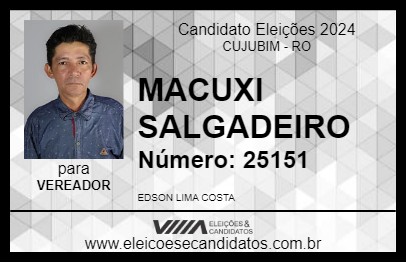 Candidato MACUXI SALGADEIRO 2024 - CUJUBIM - Eleições