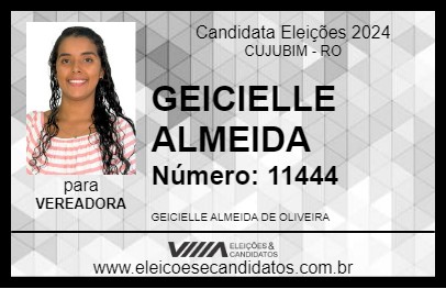 Candidato GEICIELLE ALMEIDA 2024 - CUJUBIM - Eleições