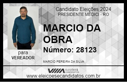 Candidato MARCIO DA OBRA 2024 - PRESIDENTE MÉDICI - Eleições