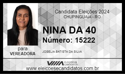 Candidato NINA DA 40 2024 - CHUPINGUAIA - Eleições