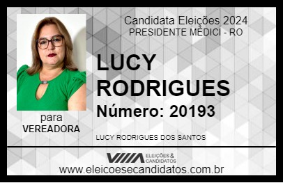 Candidato LUCY RODRIGUES 2024 - PRESIDENTE MÉDICI - Eleições