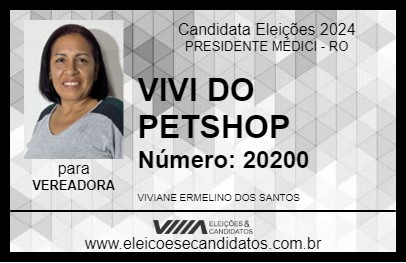 Candidato VIVI DO PETSHOP 2024 - PRESIDENTE MÉDICI - Eleições