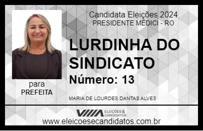 Candidato LURDINHA DO SINDICATO 2024 - PRESIDENTE MÉDICI - Eleições