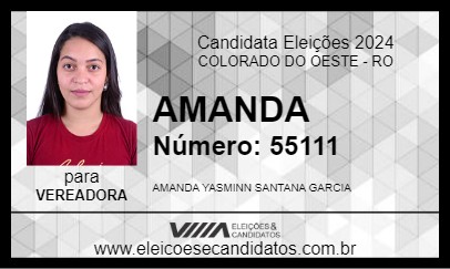 Candidato AMANDA 2024 - COLORADO DO OESTE - Eleições