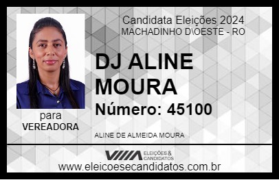 Candidato DJ ALINE MOURA 2024 - MACHADINHO D\OESTE - Eleições