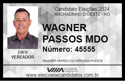 Candidato WAGNER PASSOS MDO 2024 - MACHADINHO D\OESTE - Eleições