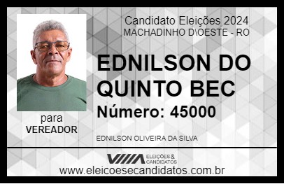 Candidato EDNILSON DO QUINTO BEC 2024 - MACHADINHO D\OESTE - Eleições