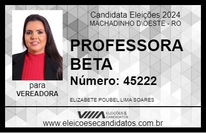 Candidato PROFESSORA BETA 2024 - MACHADINHO D\OESTE - Eleições