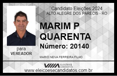 Candidato MARIM P QUARENTA 2024 - ALTO ALEGRE DOS PARECIS - Eleições