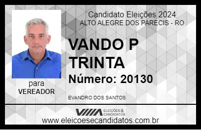 Candidato VANDO P TRINTA 2024 - ALTO ALEGRE DOS PARECIS - Eleições